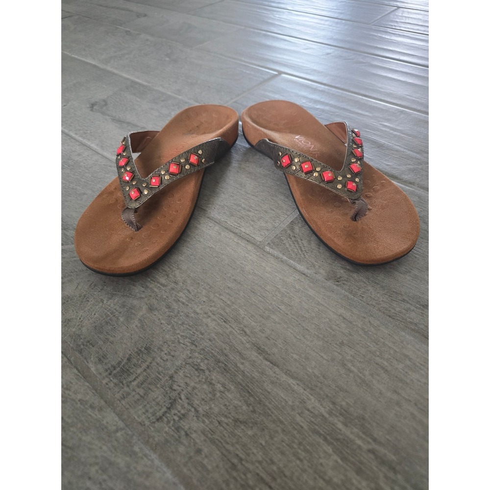 Vionic Floriana Embellished Orthotic‎ Flip Flop Sandals Womens 7